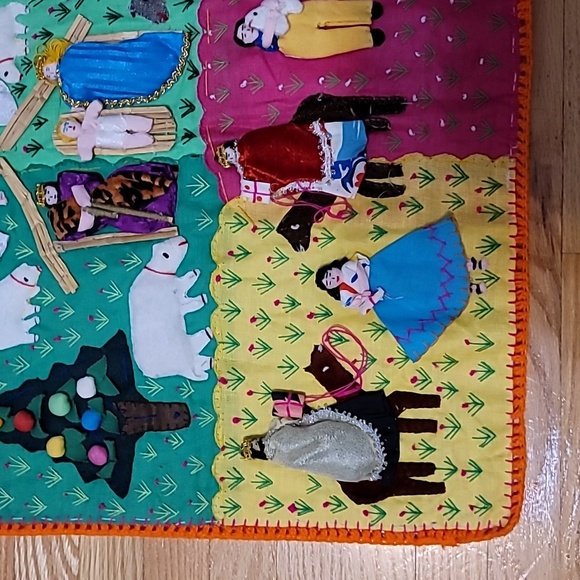PERUVIAN NACIMIENTO Peru 3D FOLK ART TAPESTRY TEXTILE WALL HANGING ARPILLERA - Picture 4 of 8